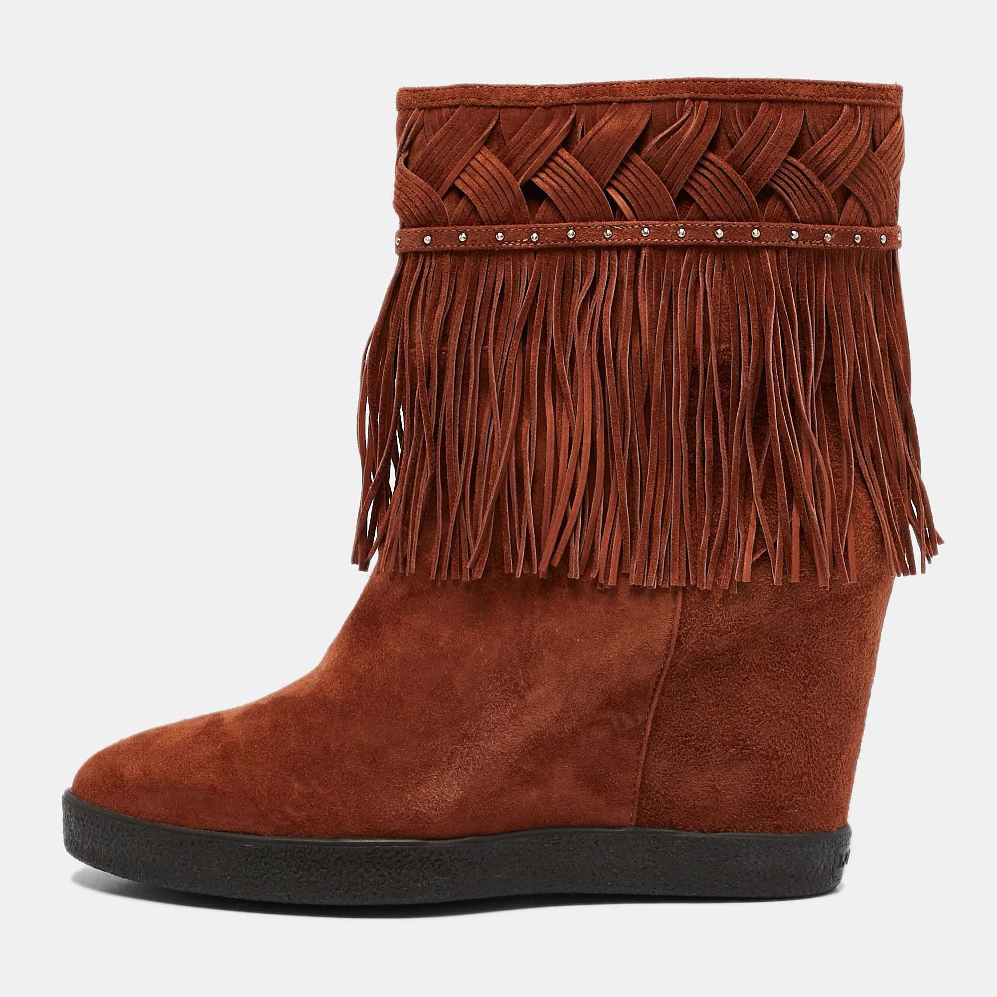 Le Silla Brown Suede Fringe Ankle Boots