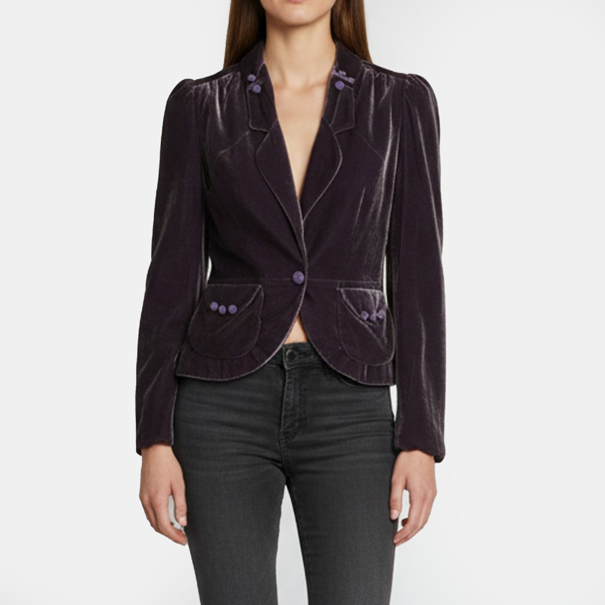 Marc Jacobs Purple Velvet Long Sleeve Blazer