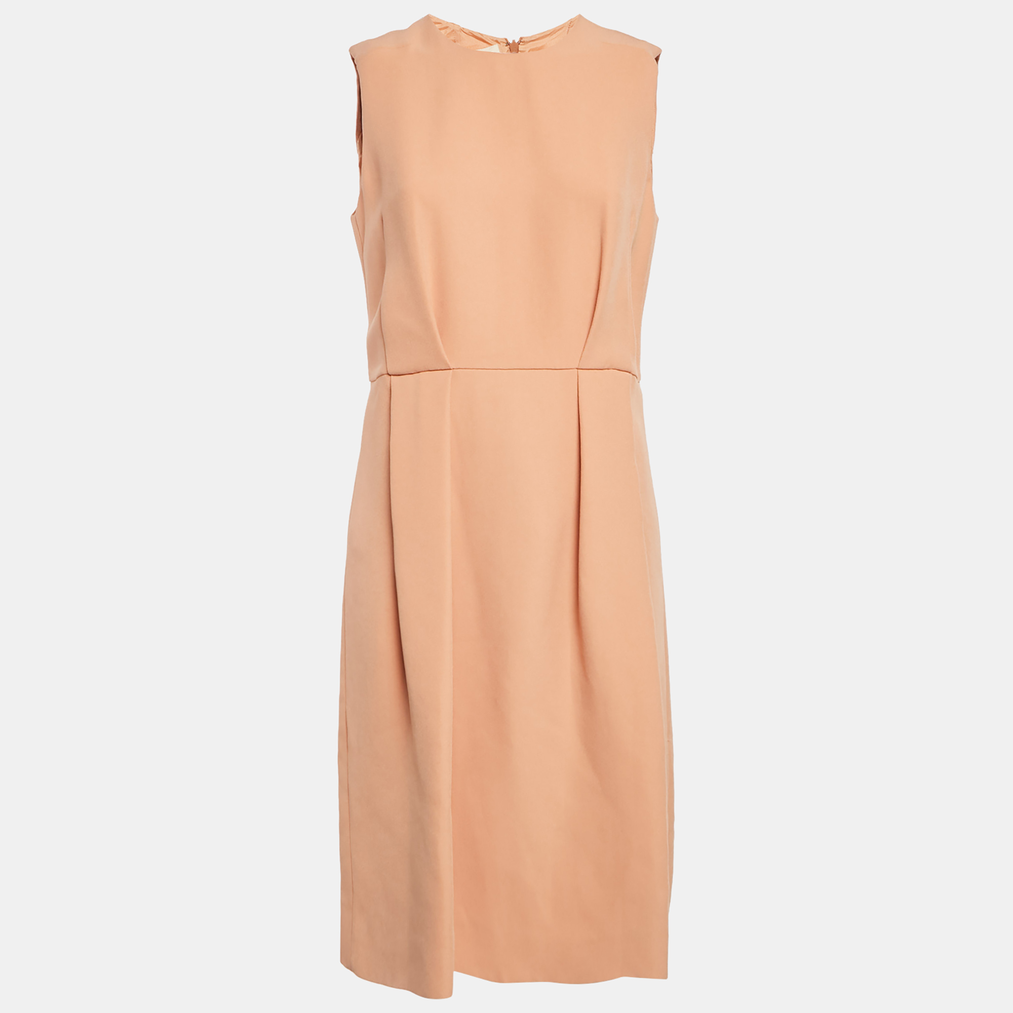 Marni Orange Crepe Pleated Sleeveless Short Dress