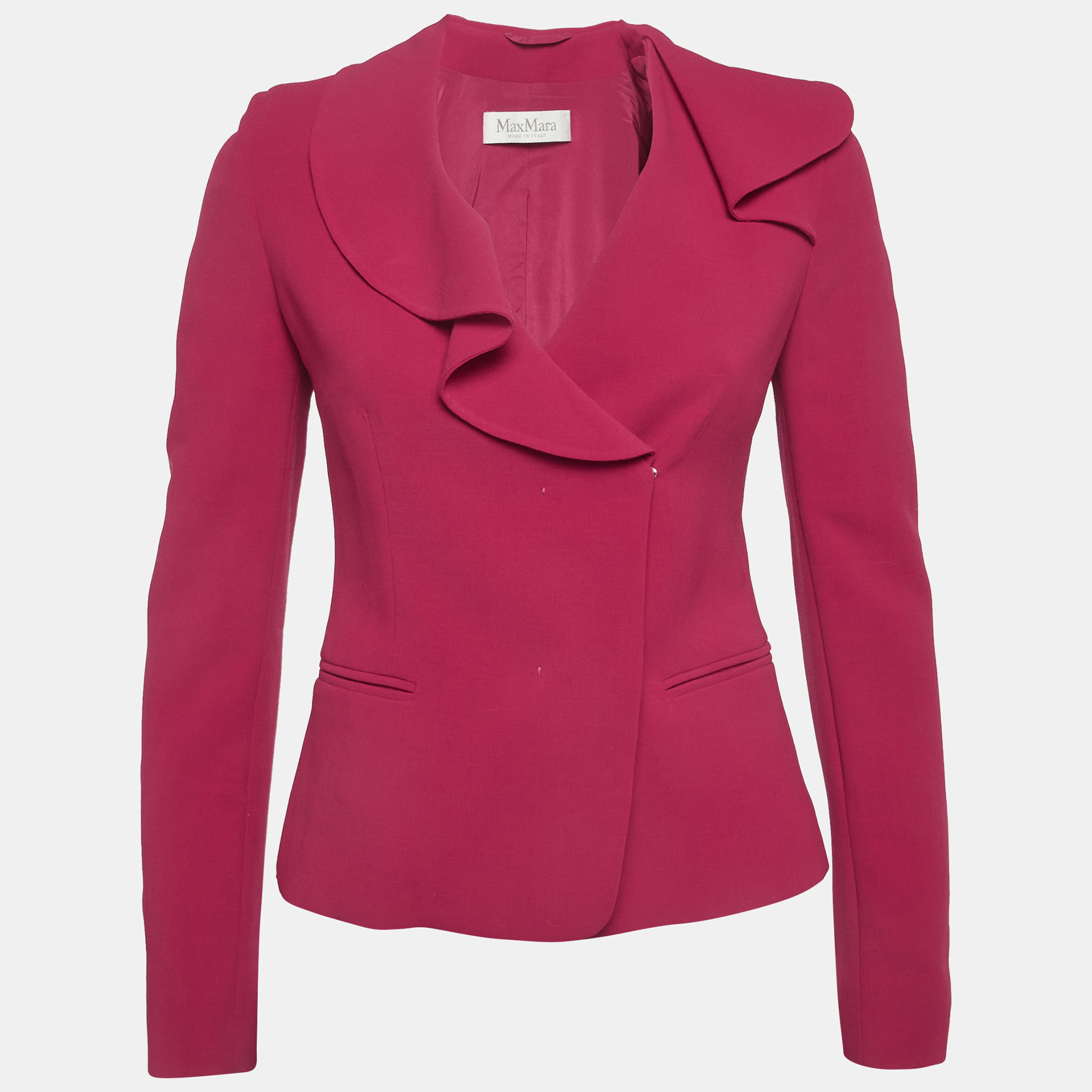 Max Mara Pink Crepe Frilled Blazer