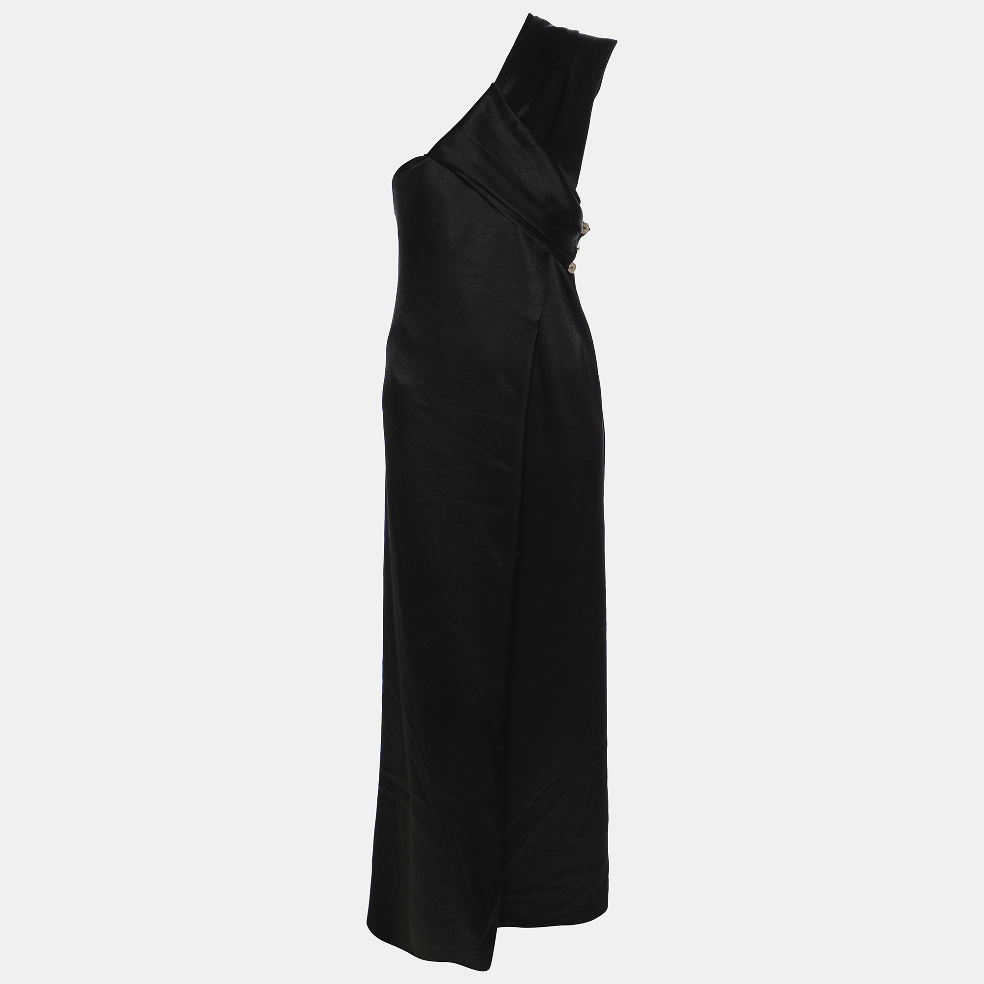 Nanushka Black Satin Twisted Neck Dress