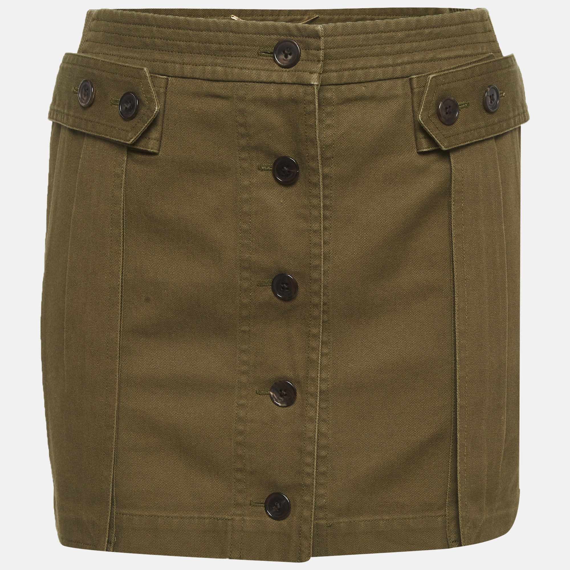 Saint Laurent Paris Olive Green Denim Mini Skirt