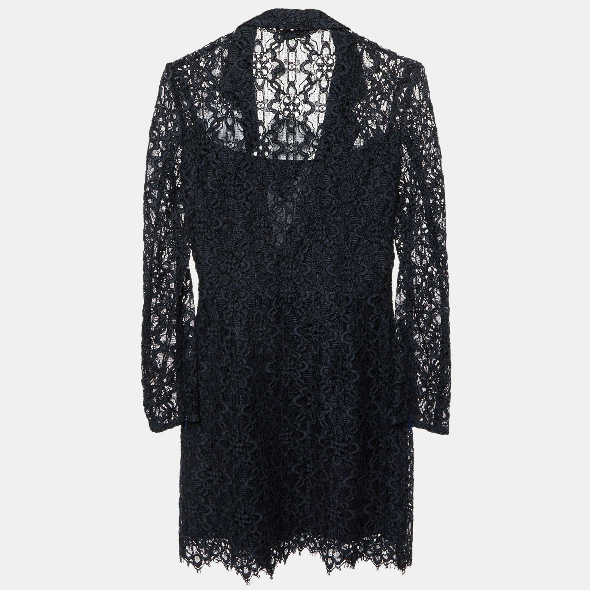 Sandro Navy Blue Lace Nanie Coat Mini Dress