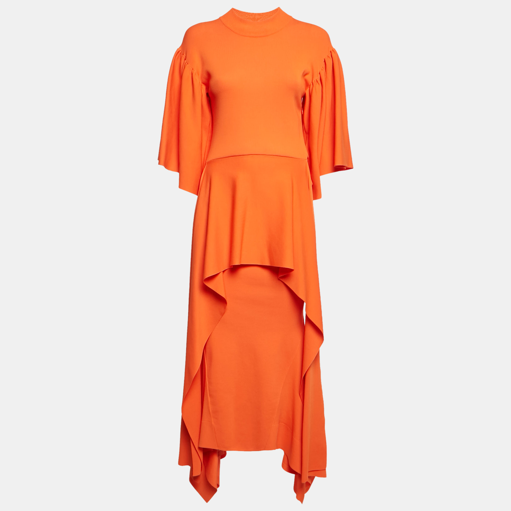 Solace London Orange Jersey Asymmetric Kalle Midi Dress