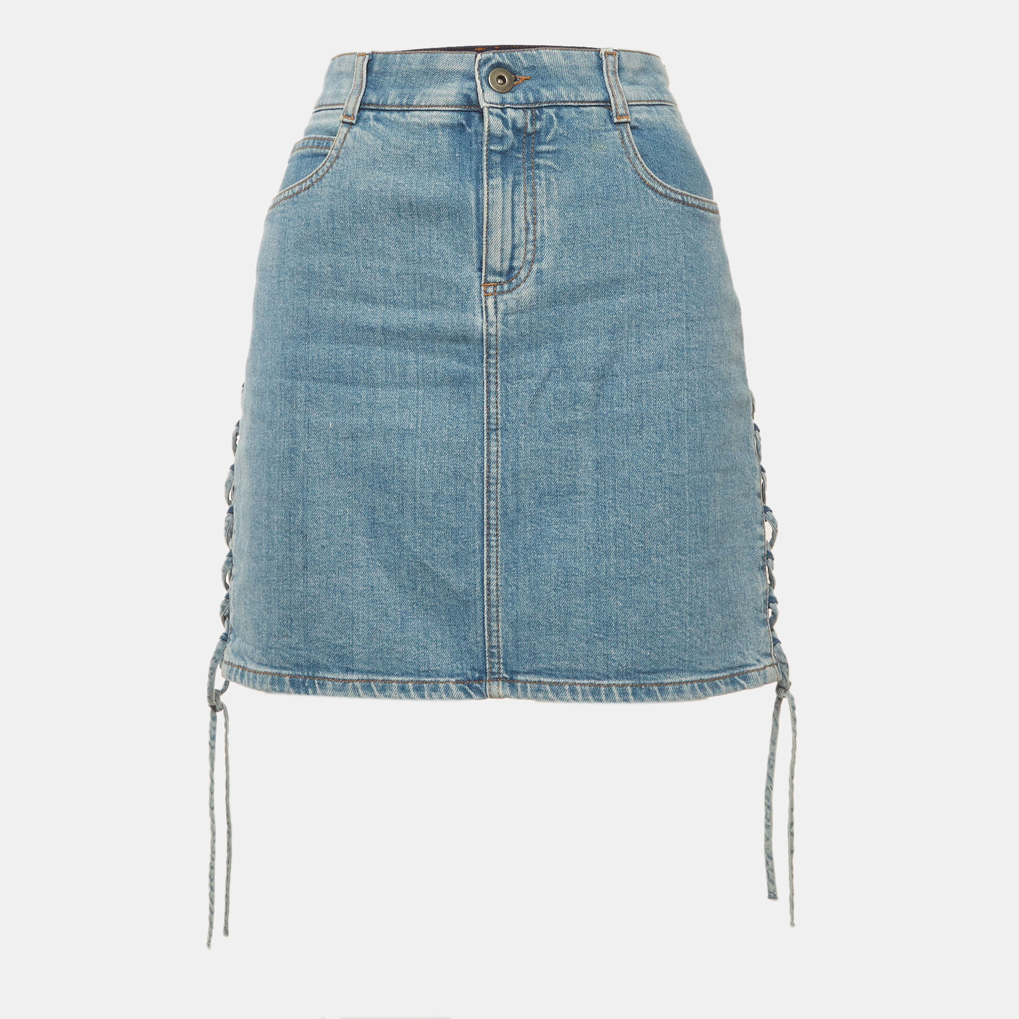 Stella McCartney Blue Denim Lace Up Mini Skirt
