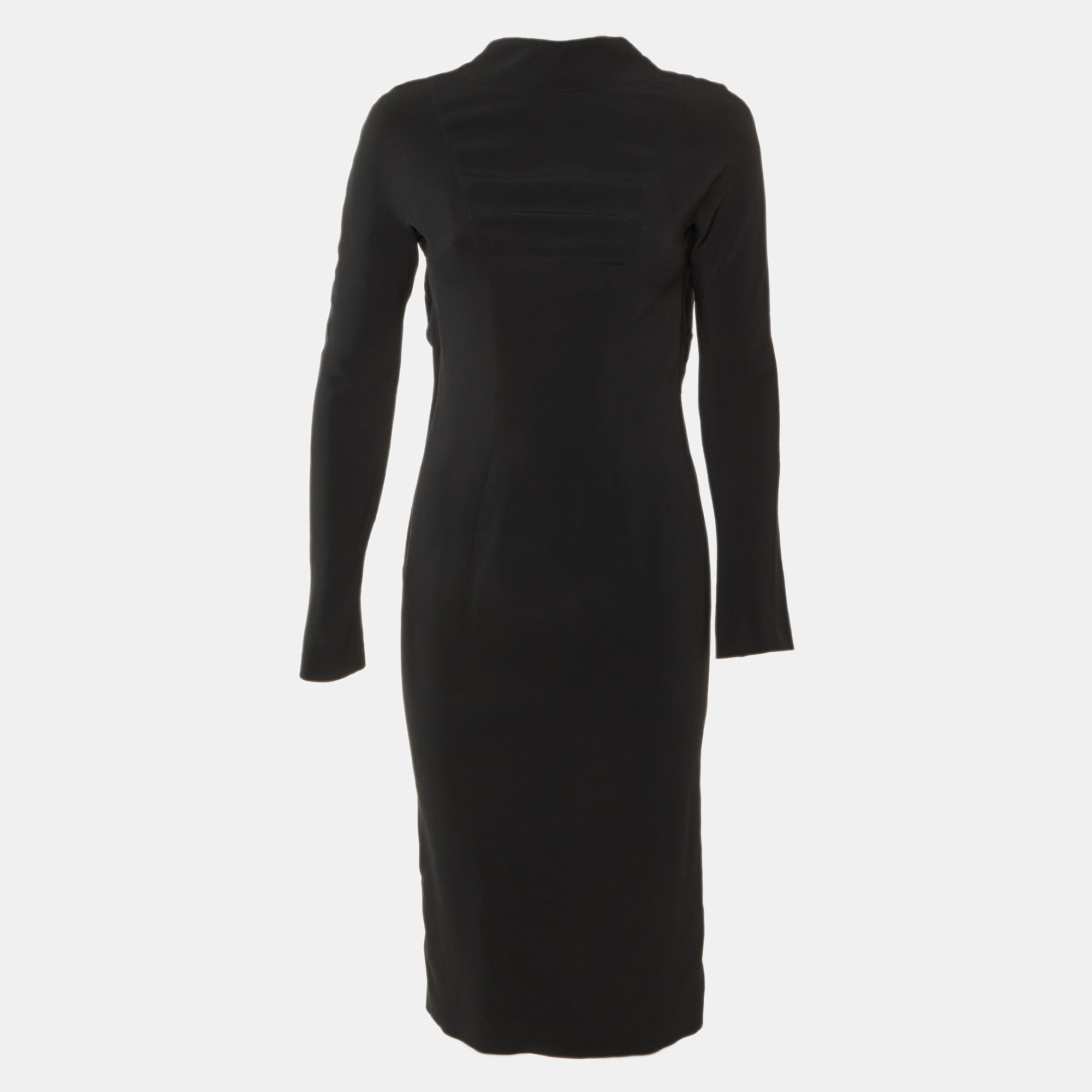 Tom Ford Black Crepe Open Back Midi Dress
