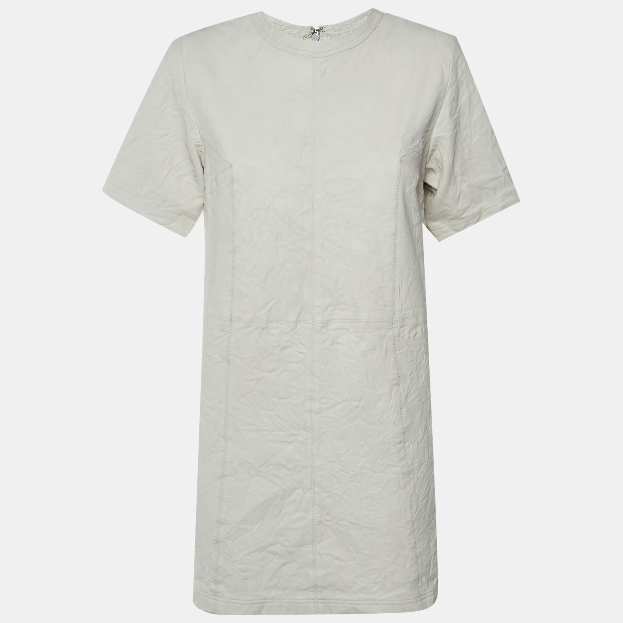Zadig & Voltaire White Riddy Crinkled Leather Mini Sheath Dress