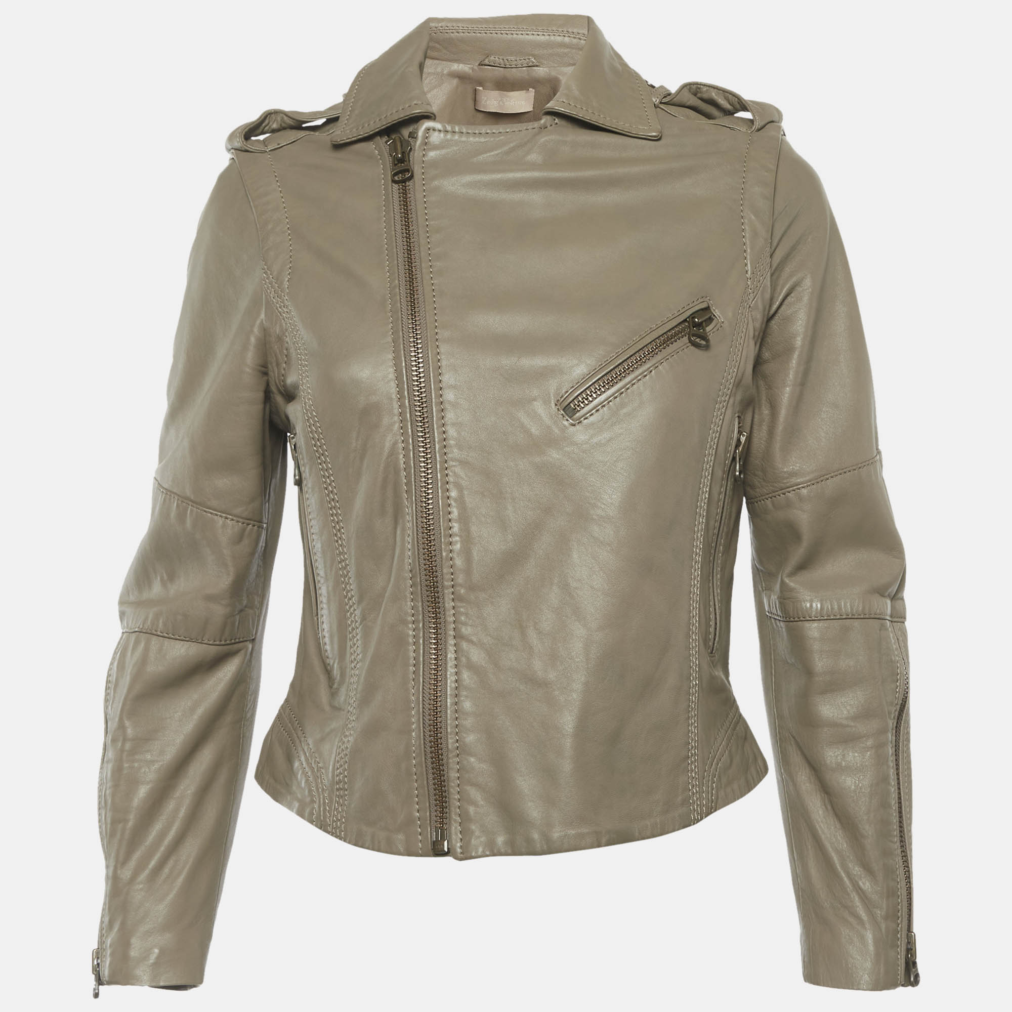 Zadig & Voltaire Beige Leather Biker Jacket