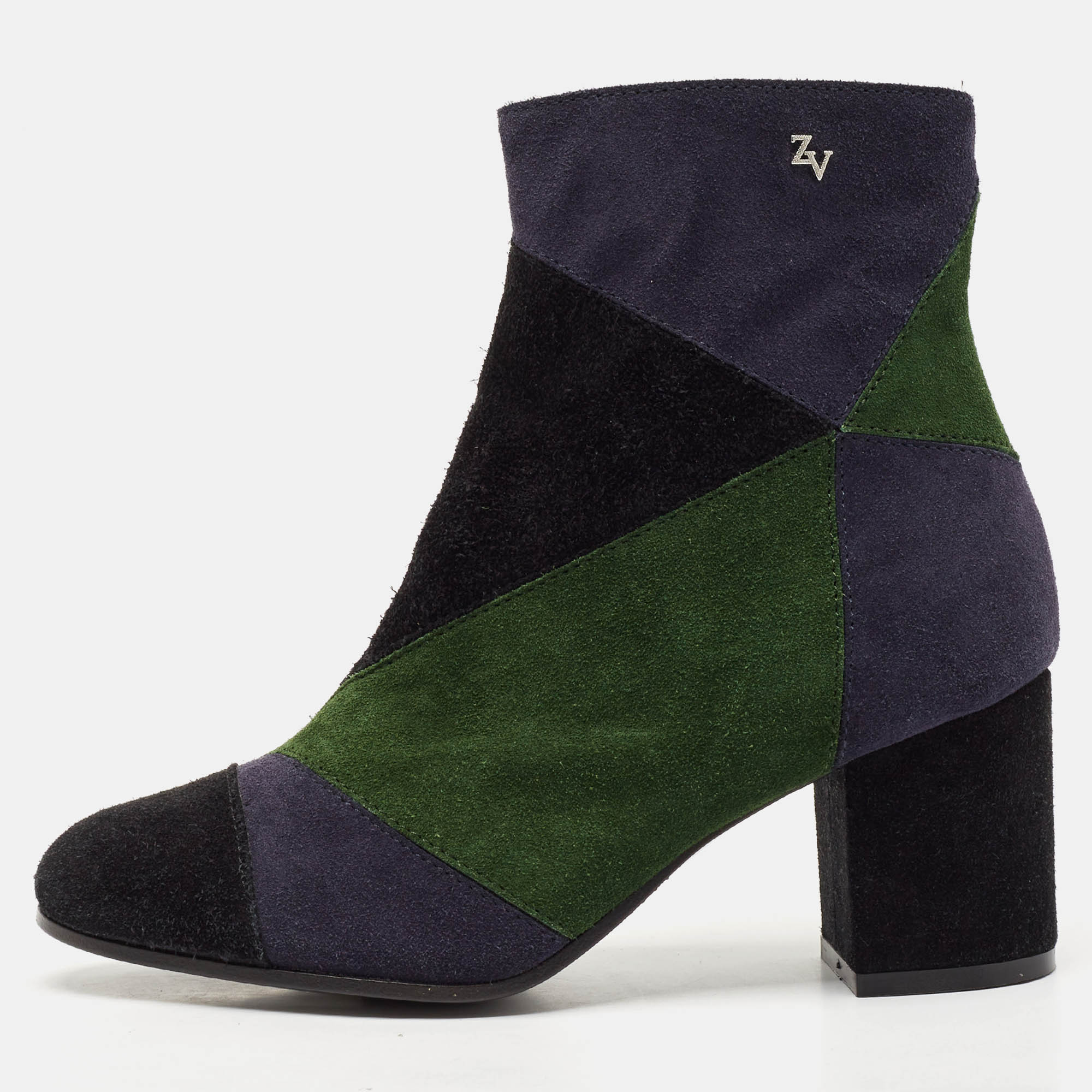 Zadig & Voltaire Multicolor Suede Patchwork Ankle Length Boots