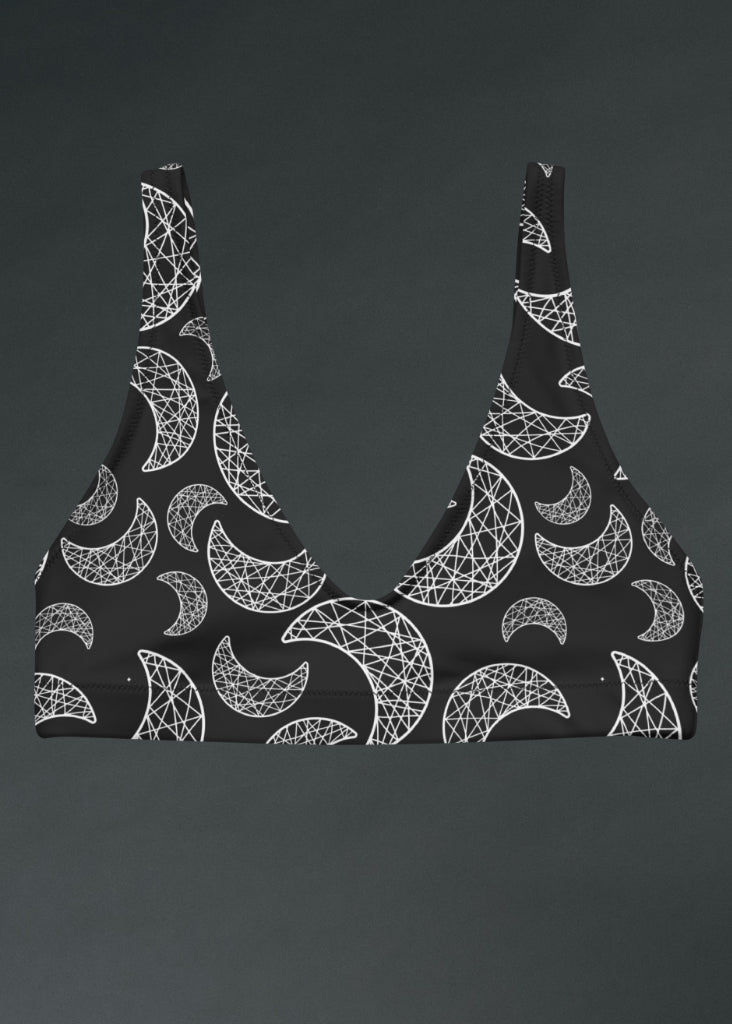 Gothic Moon Print Bikini Top
