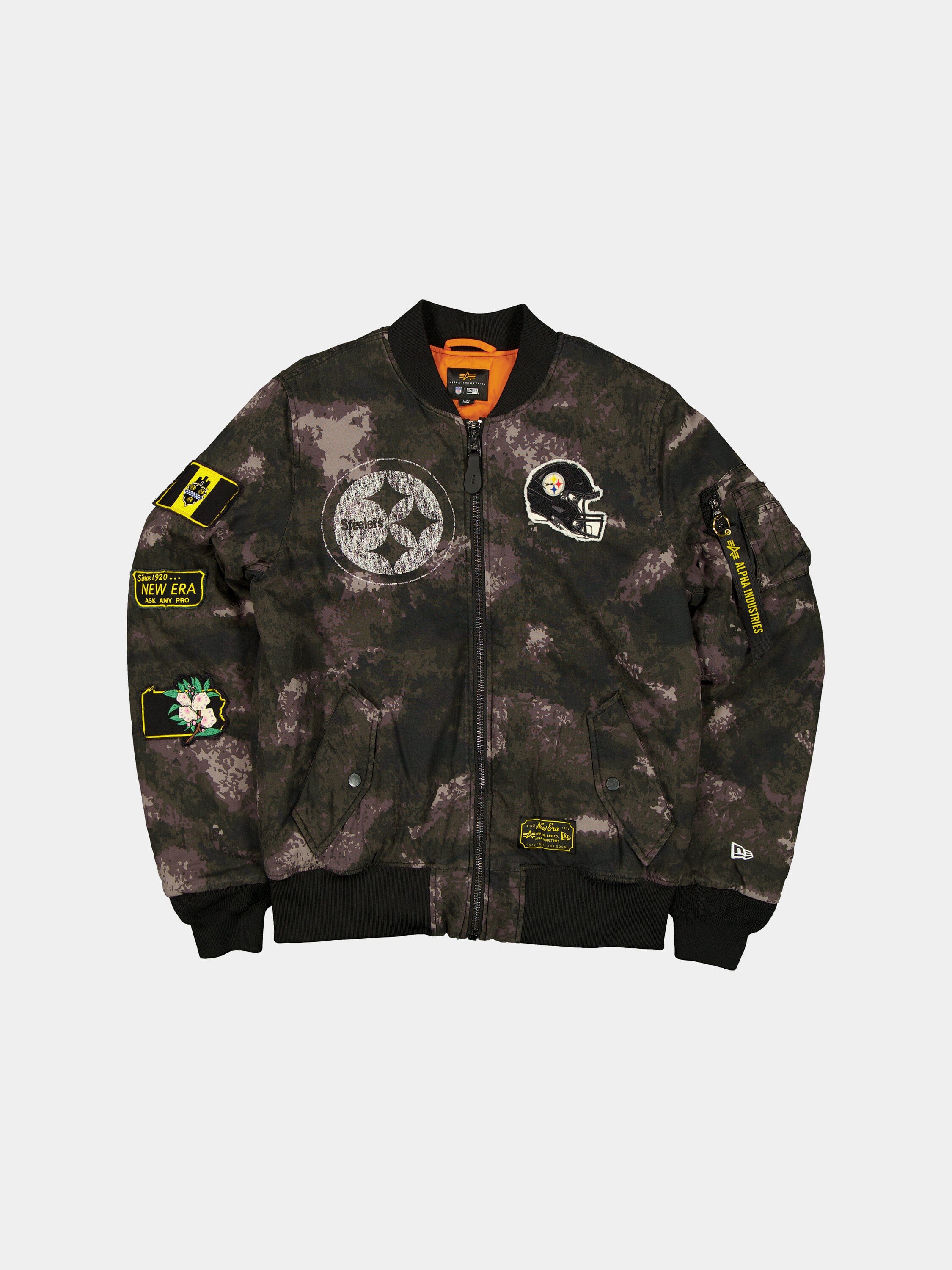 PITTSBURGH STEELERS X ALPHA X NEW ERA MA- BOMBER JACKET BLACK CAMO