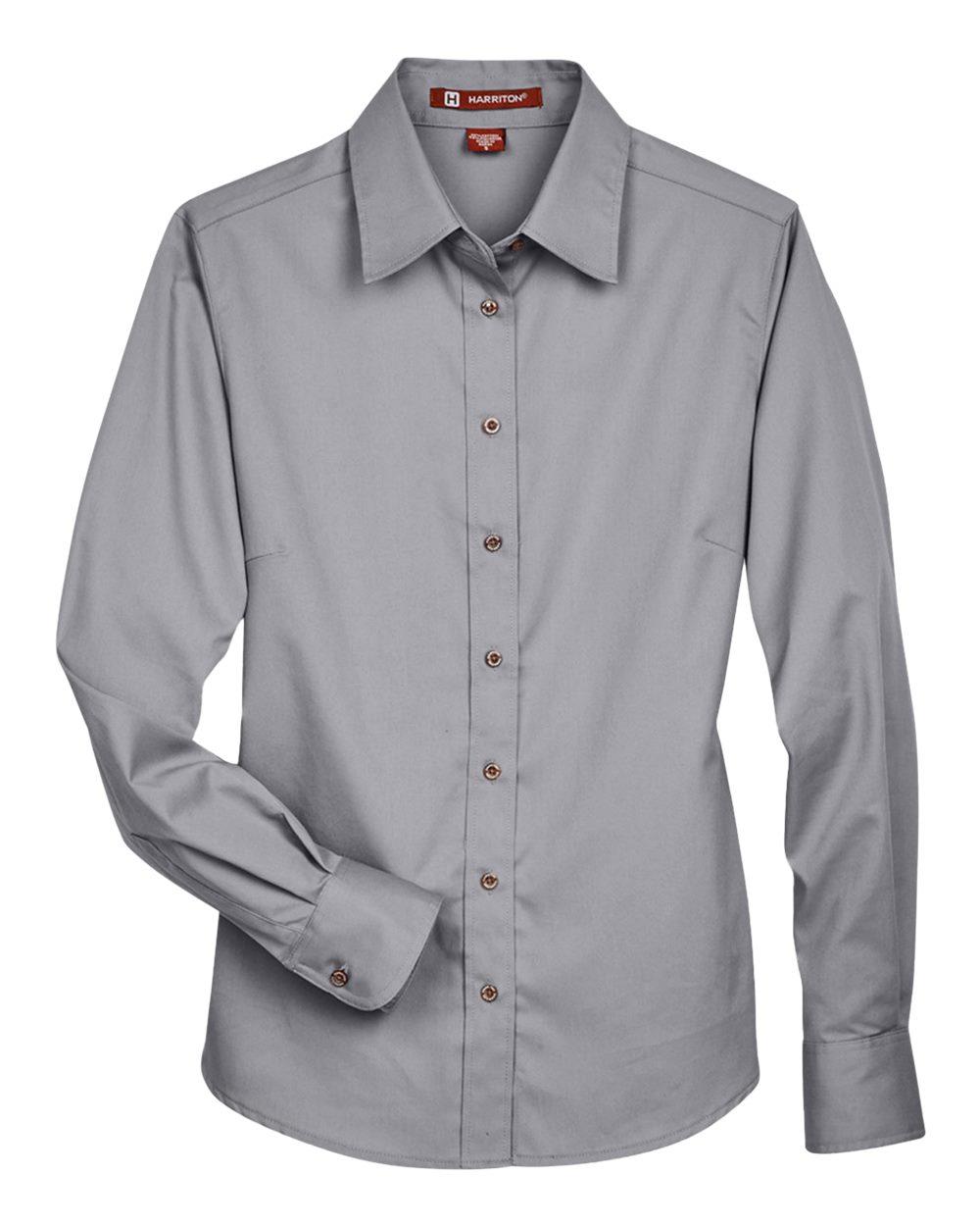 Harriton - MW - Women's Easy Blend Long Sleeve Twill Dress Shirt with Stain - Release - Dark Grey