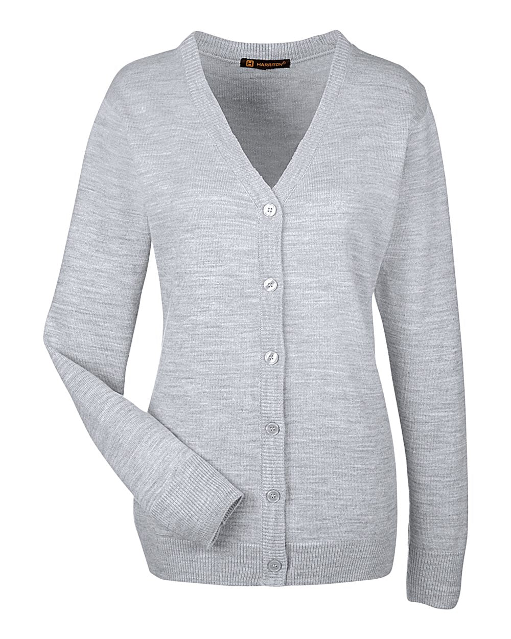 Harriton - MW - Women's Pilbloc V - Neck Button Cardigan Sweater - Grey Heather