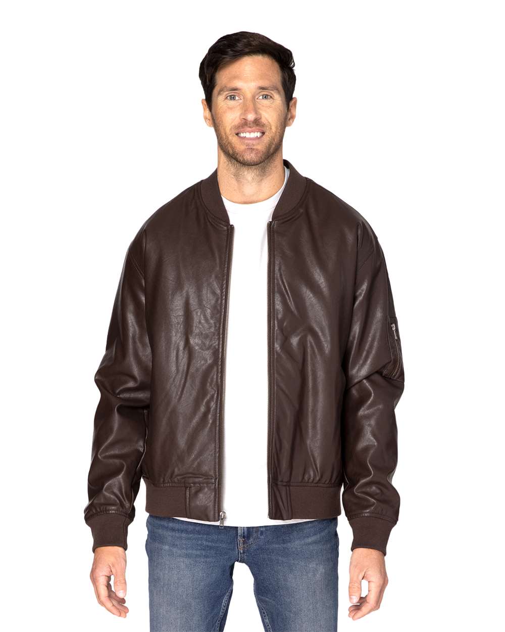Threadfast Apparel - J - Bomber Jacket - Brown Vegan Leather