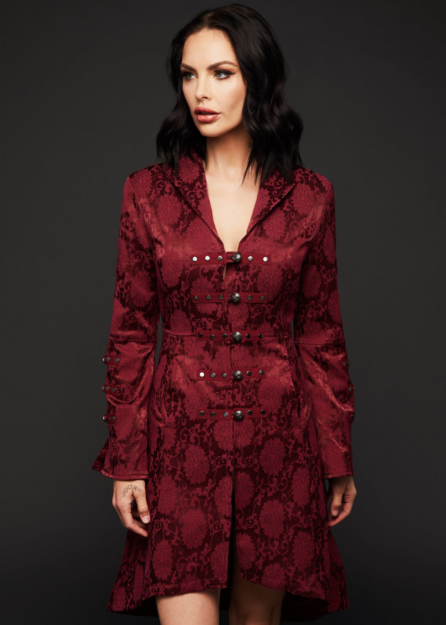 Red Gothic Coat Victorian Steampunk Jacket - Red