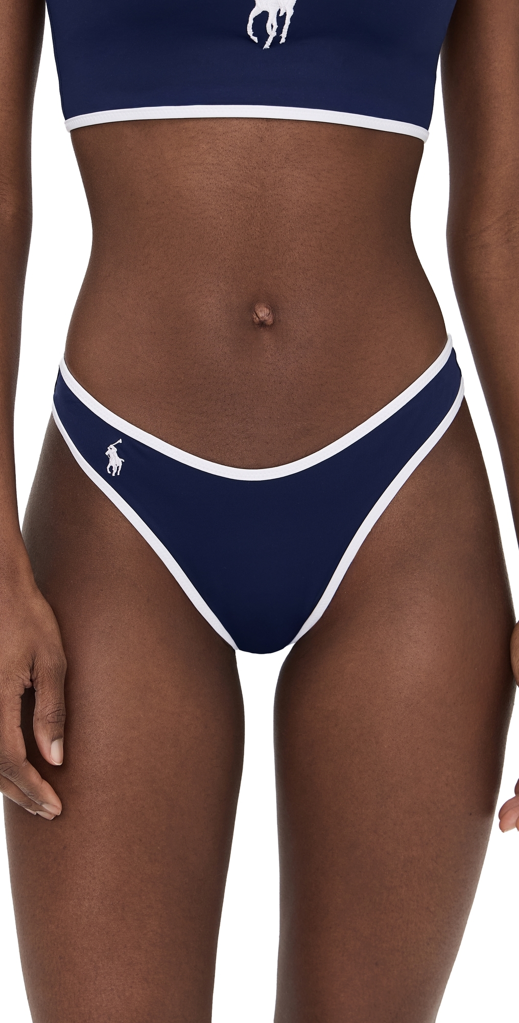 Polo Ralph Lauren High Leg Scoop Bikini Bottoms Navy Blue