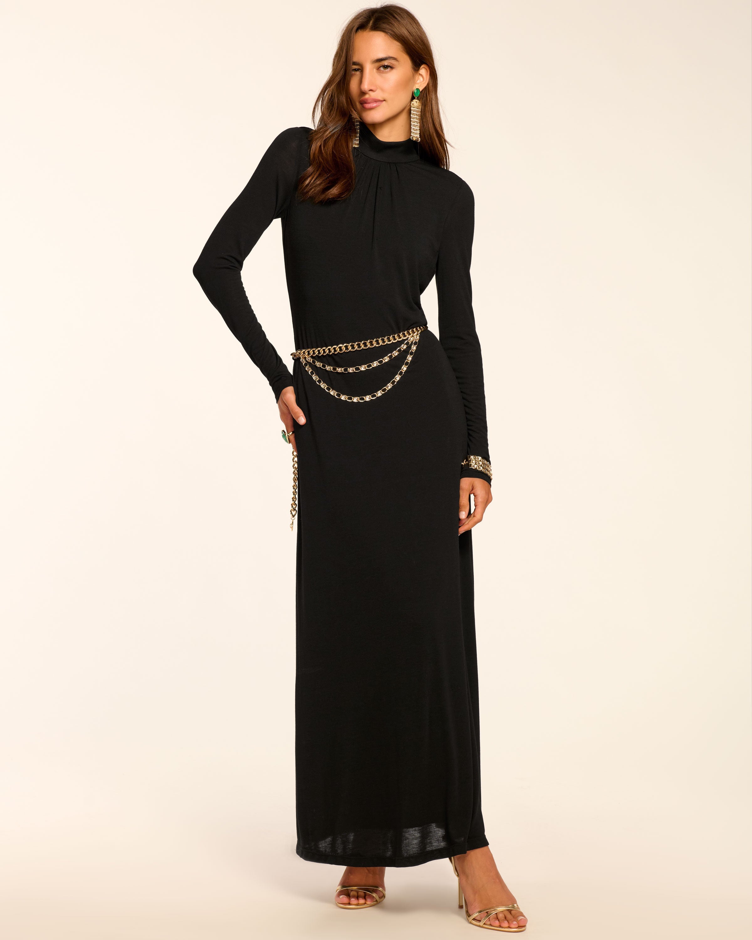 Alexandra Knit Mock Neck Maxi Dress in Black