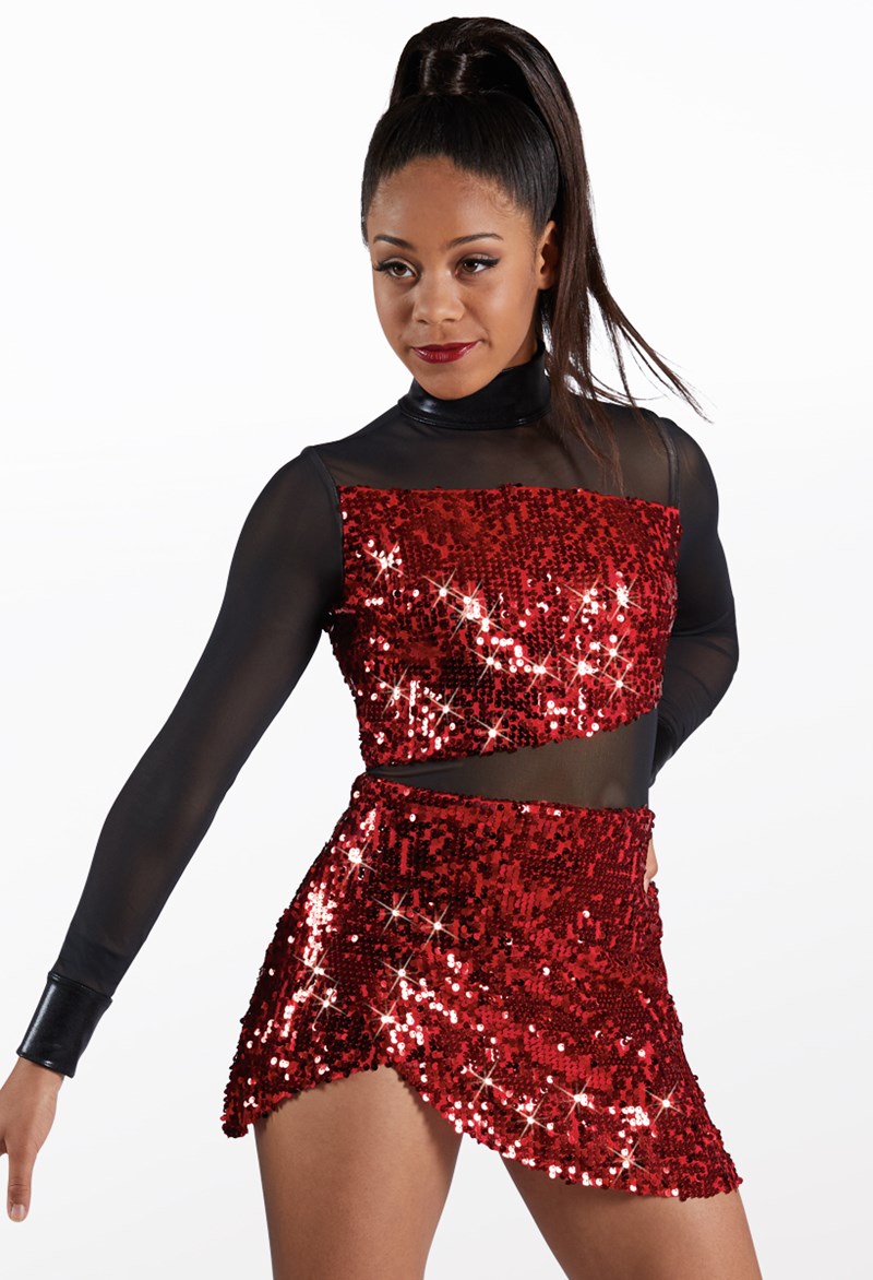 Ultra Sparkle Wrap Front Dress - Red - Small Adult - Dance Dress SQ