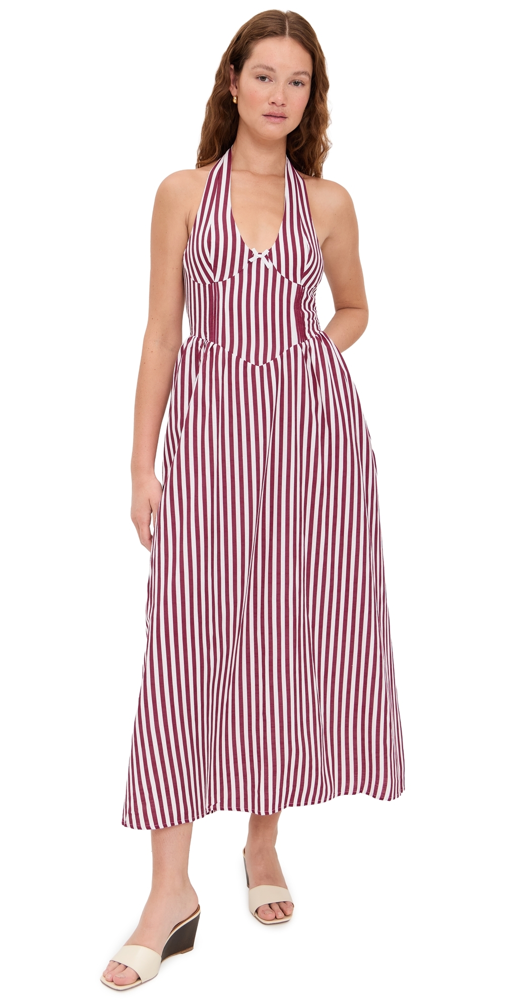 Seven Wonders Calianna Midi Dress Burgundy Stripe