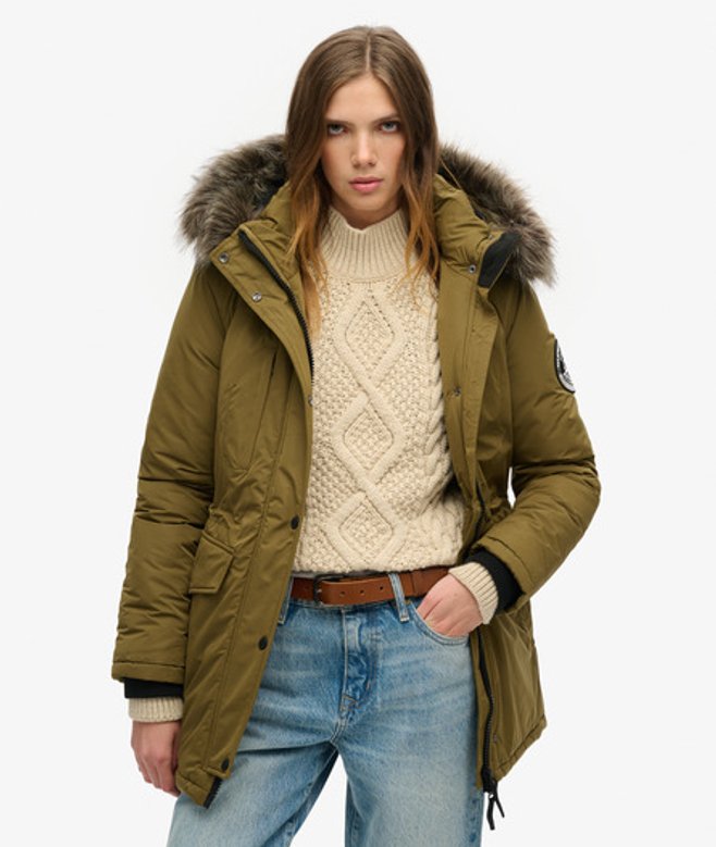 Superdry Women's Ashley Everest Parka Coat Khaki
