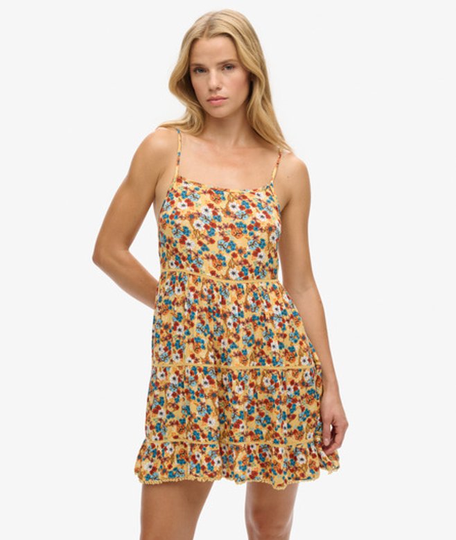 Superdry Women's Women's Mini Beach Cami Dress Yellow s Yellow Floral