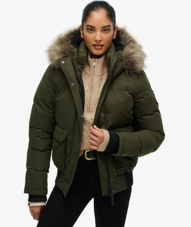 Superdry Women's Everest Microfibre Ella Bomber Jacket Green