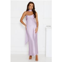 Be Noticed Strapless Satin Maxi Dress Lilac