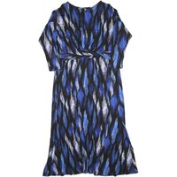 MONSOON Womens Blue Black Abstract Print Day Dress Polyester Blend Long Sleeve