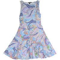 LAUREN RALPH LAUREN Womens Blue Paisley Fit & Flare Woven Sleeveless Midi Dress