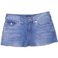 TRUE RELIGION Womens Blue Denim Mini Skirt Cotton Blend Casual Zip Fastening