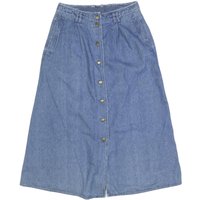 Womens Blue Cotton Blend Denim A-Line Knee Length Woven Button Skirt M Casual