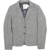 H&M Womens Grey Wool Blend Blazer Jacket Button Herringbone Pattern