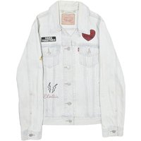 LEVI'S Womens White Cotton Denim Patchwork Button Jacket S Trendy Casual