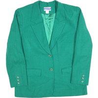 PENDLETON Womens Green Wool Blazer Jacket M Woven Classic Tailored Button