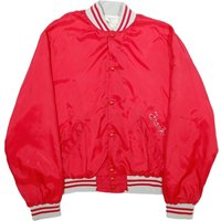 HOLLOWAY Mens Red & White Varsity Jacket Nylon Button Bomber Classic Casual