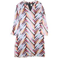 BOSS Womens Multicolour Silk Blend Day Dress V-Neck Sleeve S Striped Casual