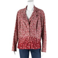 Blazer Style Womens Printed Shirt Red Collared Long Sleeve s Floral