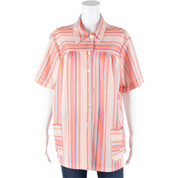 LAND 'N' SEA Stretch Womens Blouse Shirt Red Collared s Striped