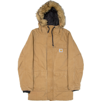 CARHARTT WIP Siberian Quilted Lined Mens Parka Coat Brown Hooded