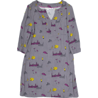 BODEN Yellow Bus Womens Fit & Flare Dress Green Crazy Pattern Knee Length