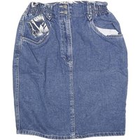MEXX Womens Blue Denim Cotton Blend Pencil Midi Skirt X Floral Pocket Detail
