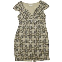 KAREN MILLEN Womens Beige Chain Print Day Dress Polyester Blend Short Sleeve