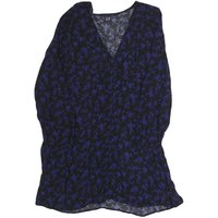 GAP Womens Black & Blue Floral Day Dress Polyester Blend V-Neck Long Sleeve