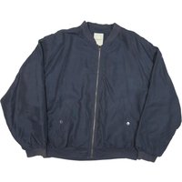 HAPPY LIFE Mens Navy Blue Bomber Jacket L Polyester Blend Plain Zip Casual