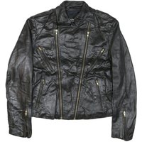 WILSON Womens Black Leather Biker Jacket M Zip Soft Real Stylish Zipped