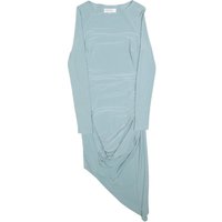 HOE OF CB Womens Blue Asymmetric Midi Dress Polyester Blend Long Sleeve