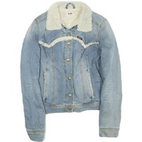 LEE Womens Blue Denim Jacket S Cotton Blend Shearling Button Fastening