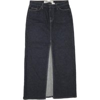 GAP Womens Blue Denim Midi Straight Skirt Cotton Blend Front Slit Pockets