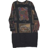 JT IN THYME Womens Black Abstract Print Midi Dress Polyester Long Sleeve