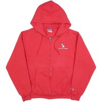 CHAMPION Mens Red Zip Up Hoodie M Fast Fun & Friendly Dog Graphic